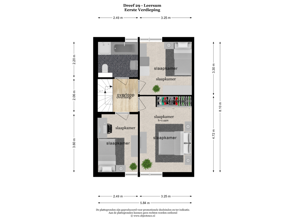 View floorplan of EERSTE VERDIEPING of Dreef 29