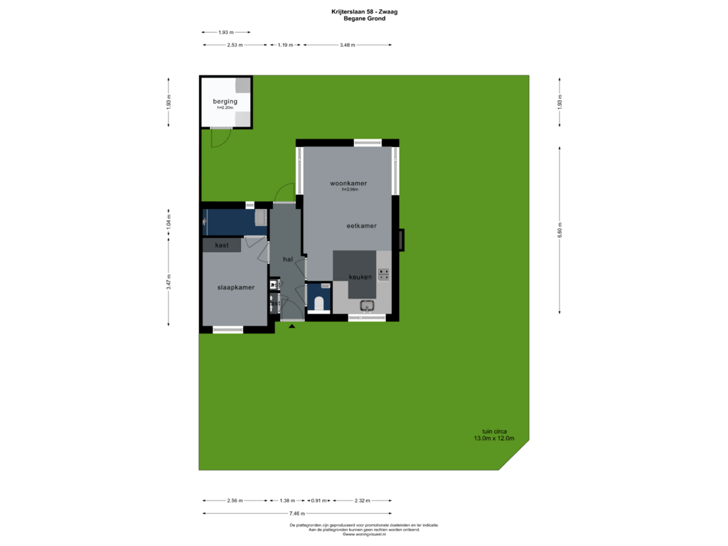 Bekijk plattegrond van BEGANE GROND van Krijterslaan 58