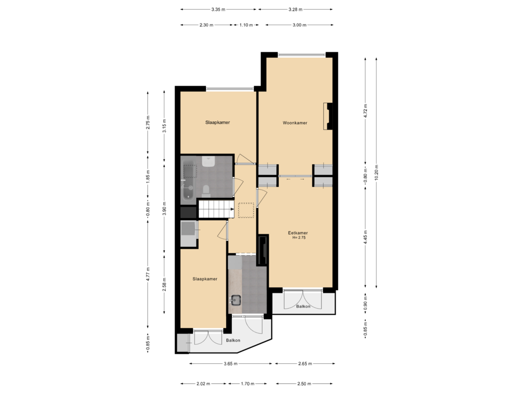 Bekijk plattegrond van Appartement van Amerongenstraat 16