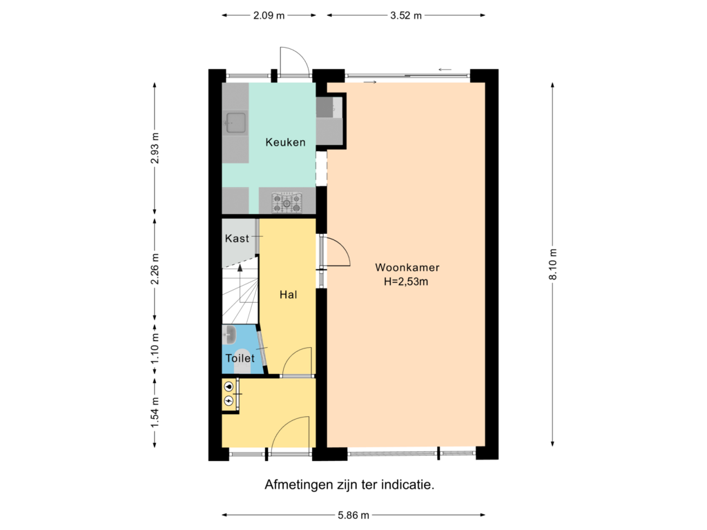 Bekijk plattegrond van Begane grond van Prinses Marijkelaan 1