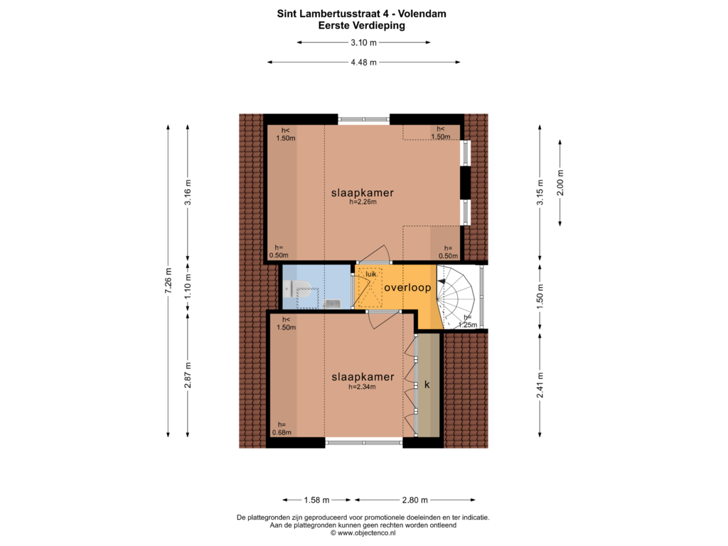 View floorplan of EERSTE VERDIEPING of St Lambertusstraat 4