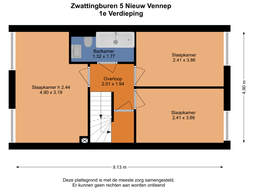 Bekijk plattegrond van 1e Verdieping van Zwattingburen 5