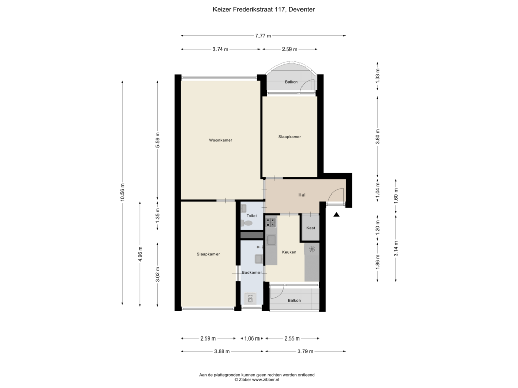 View floorplan of Appartement of Keizer Frederikstraat 117