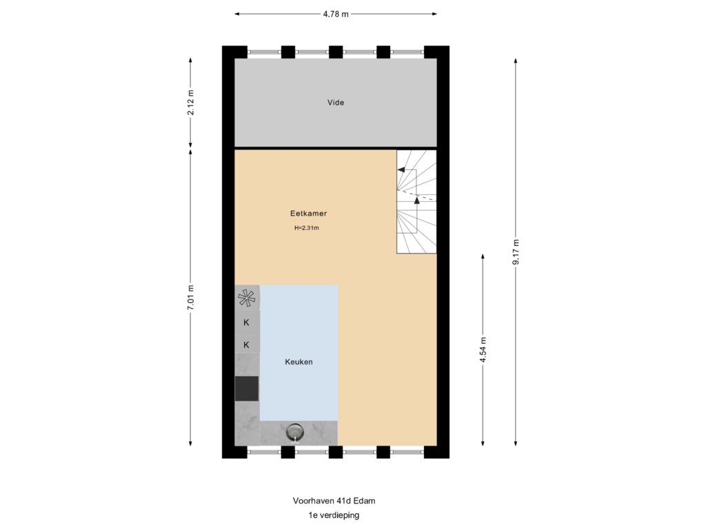 Bekijk plattegrond van 1e verdieping van Voorhaven 41-D