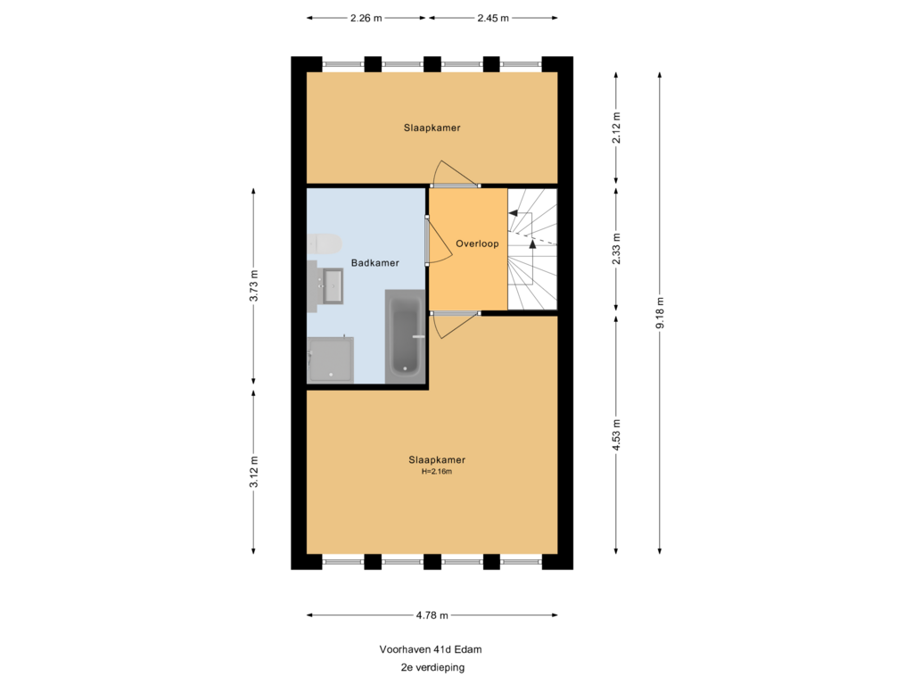 Bekijk plattegrond van 2e verdieping van Voorhaven 41-D