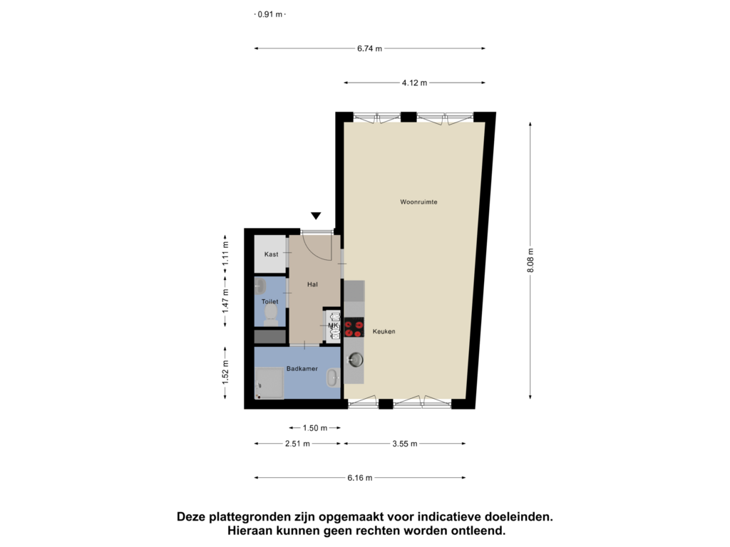 Bekijk plattegrond van Appartement van Boomstraat 114-B