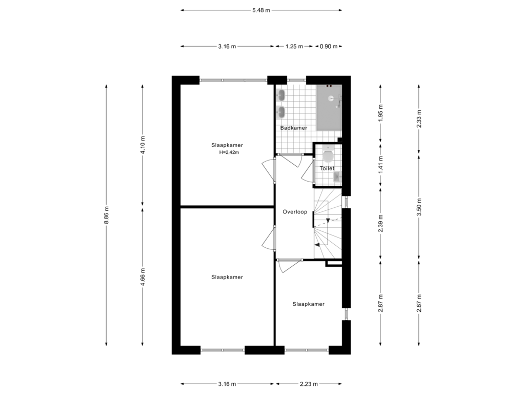 View floorplan of 1e Verdieping of Wim Kanlaan 16