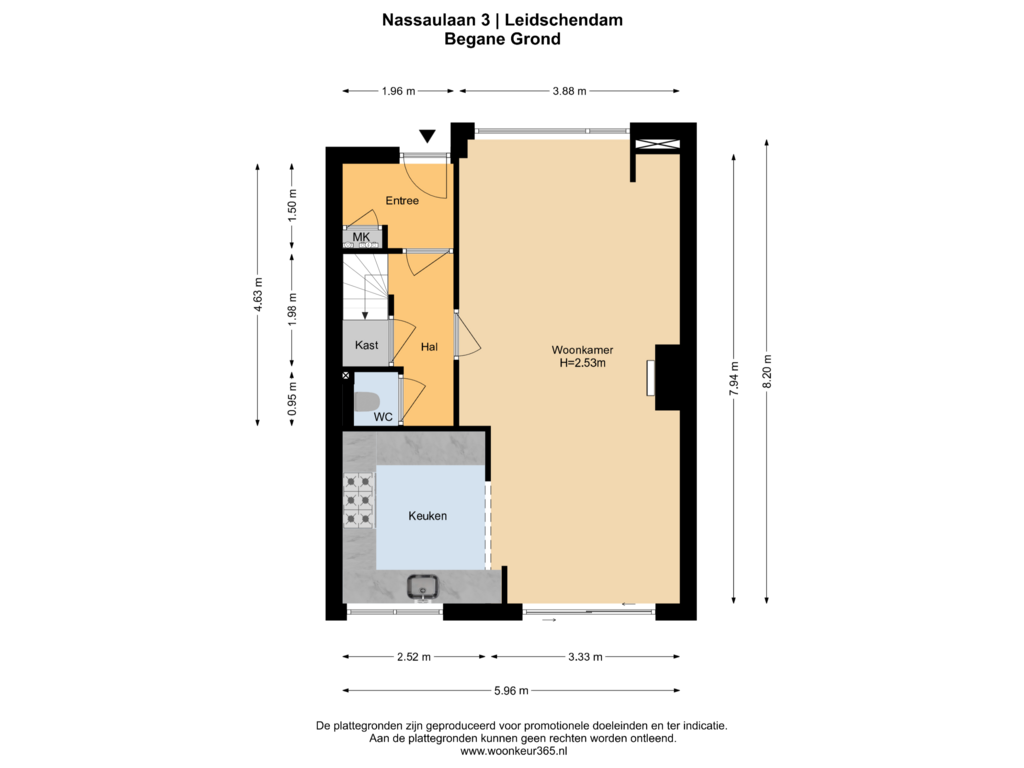 Bekijk plattegrond van Begane Grond van Nassaulaan 3