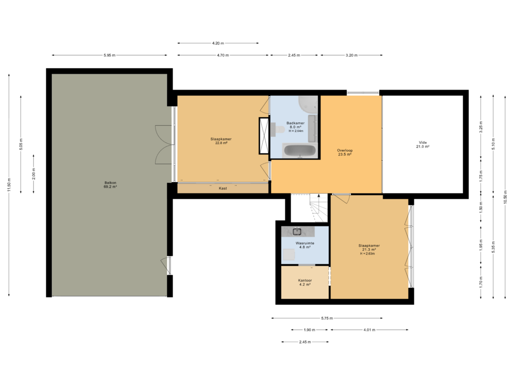 View floorplan of 2e verdieping of De Malus 217