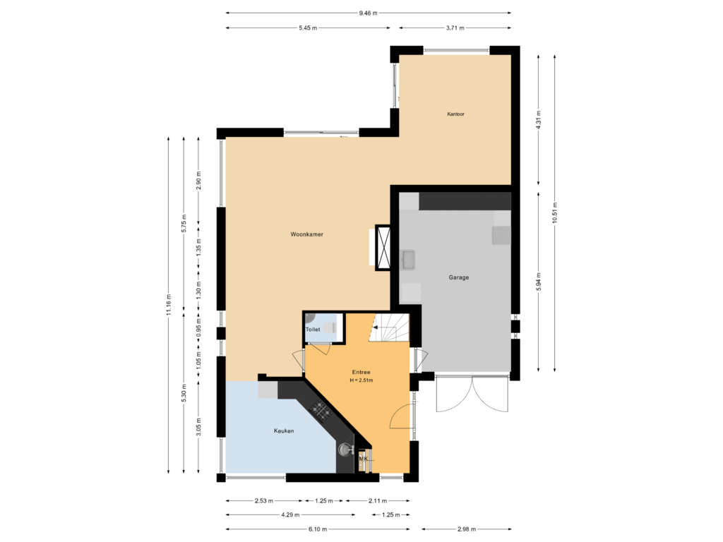 Bekijk plattegrond van Begane grond van Magnolialaan 15-D