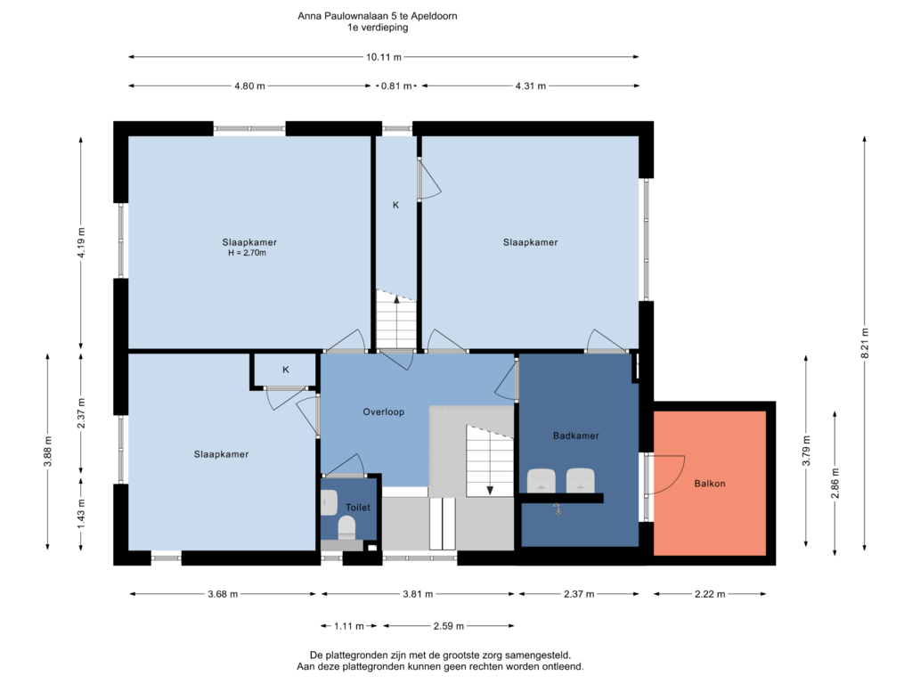 Bekijk plattegrond van 1e verdieping van Anna Paulownalaan 5