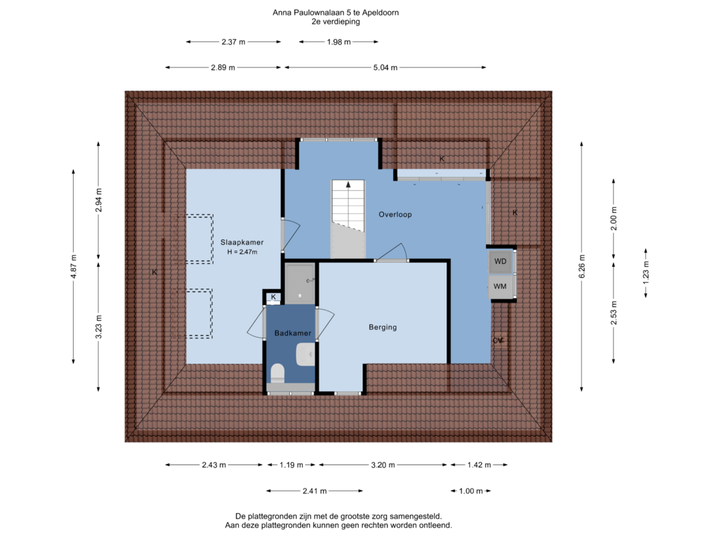 Bekijk plattegrond van 2e verdieping van Anna Paulownalaan 5