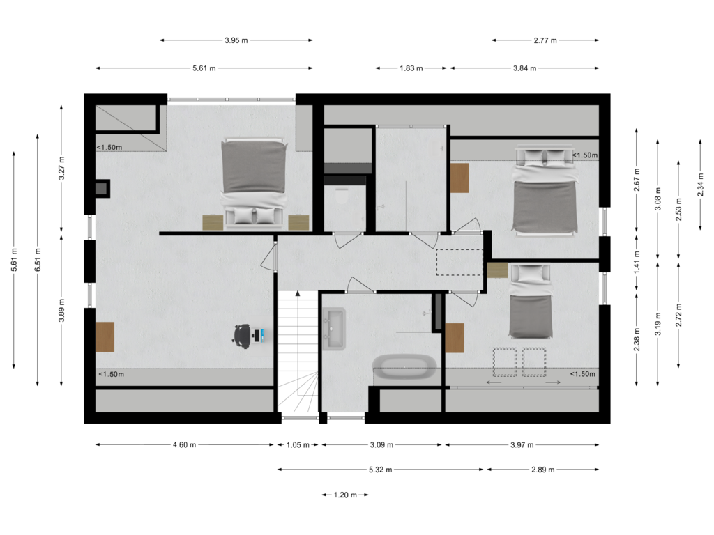 Bekijk plattegrond van Eerste verdieping van Raadhuisstraat 21-B