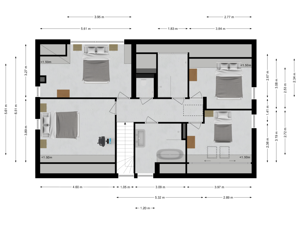 Bekijk plattegrond van Eerste verdieping - Optie van Raadhuisstraat 21-B