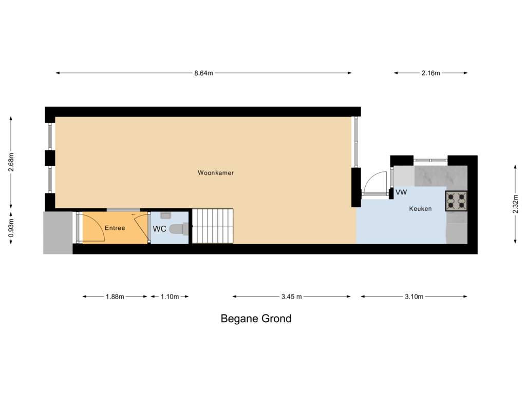 View floorplan of Begane Grond of Hooikade 20