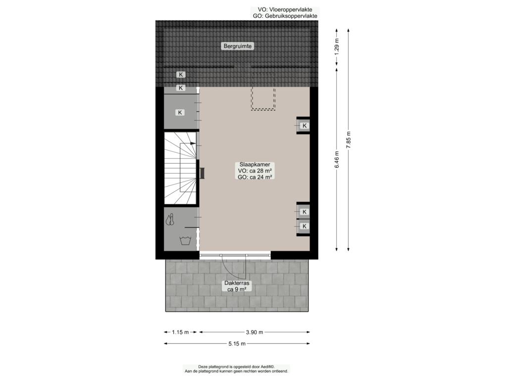 Bekijk plattegrond van Tweede verdieping van Hoogeweg 46