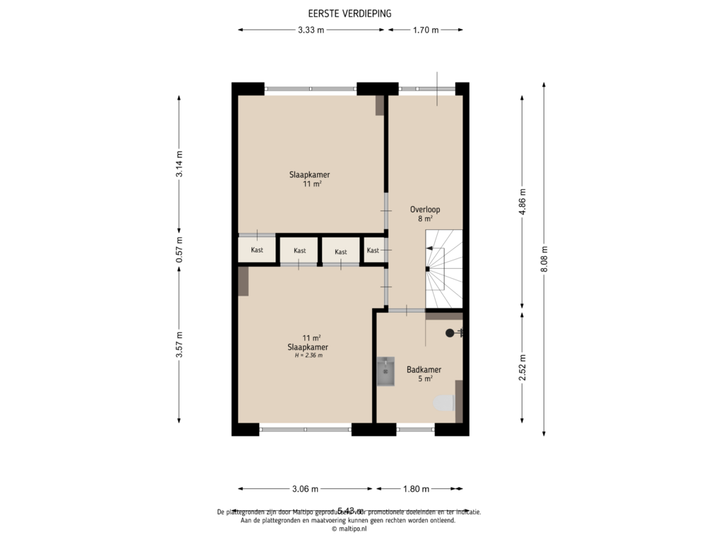 Bekijk plattegrond van Eerste verdieping van Jan van Arkelstraat 4