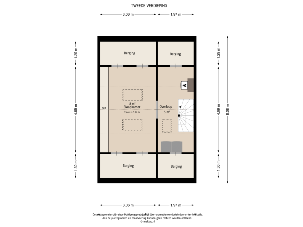 Bekijk plattegrond van Tweede verdieping van Jan van Arkelstraat 4