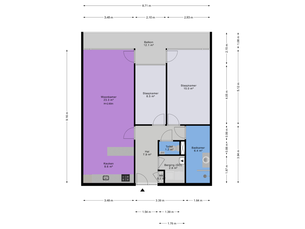 View floorplan of Appartement of Rembrandt van Rijnstraat 111