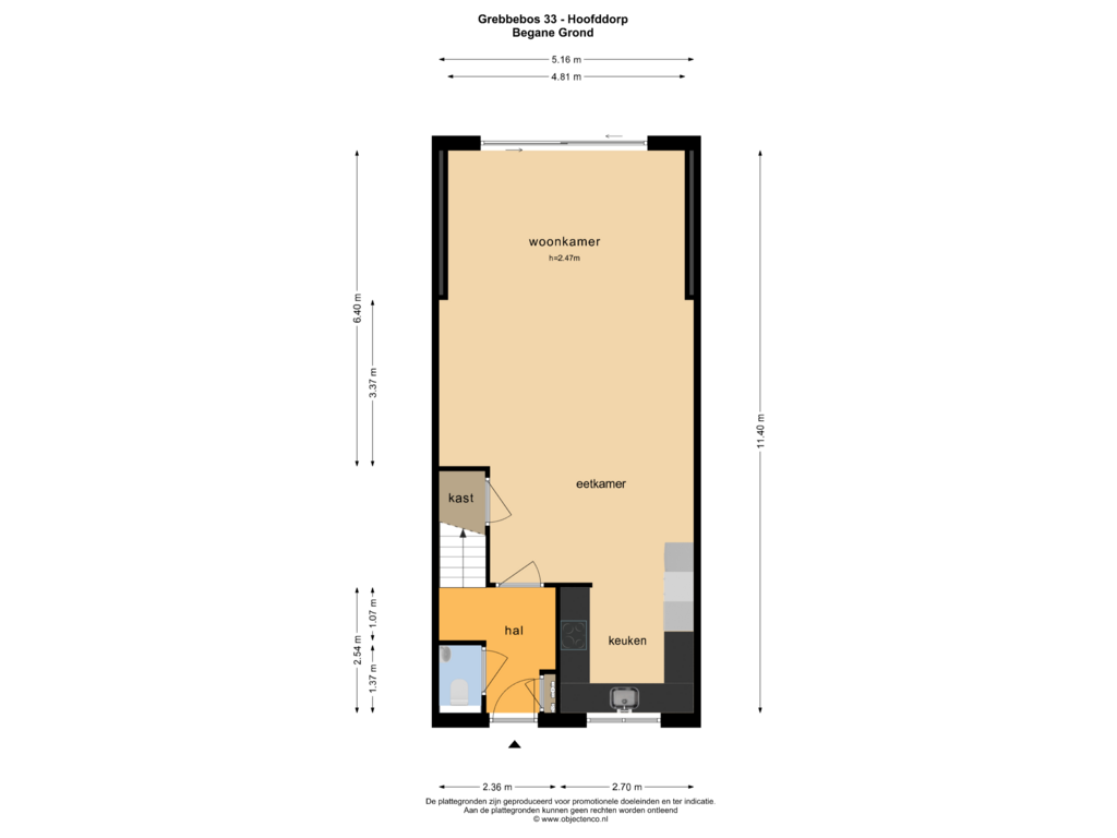 Bekijk plattegrond van BEGANE GROND van Grebbebos 33