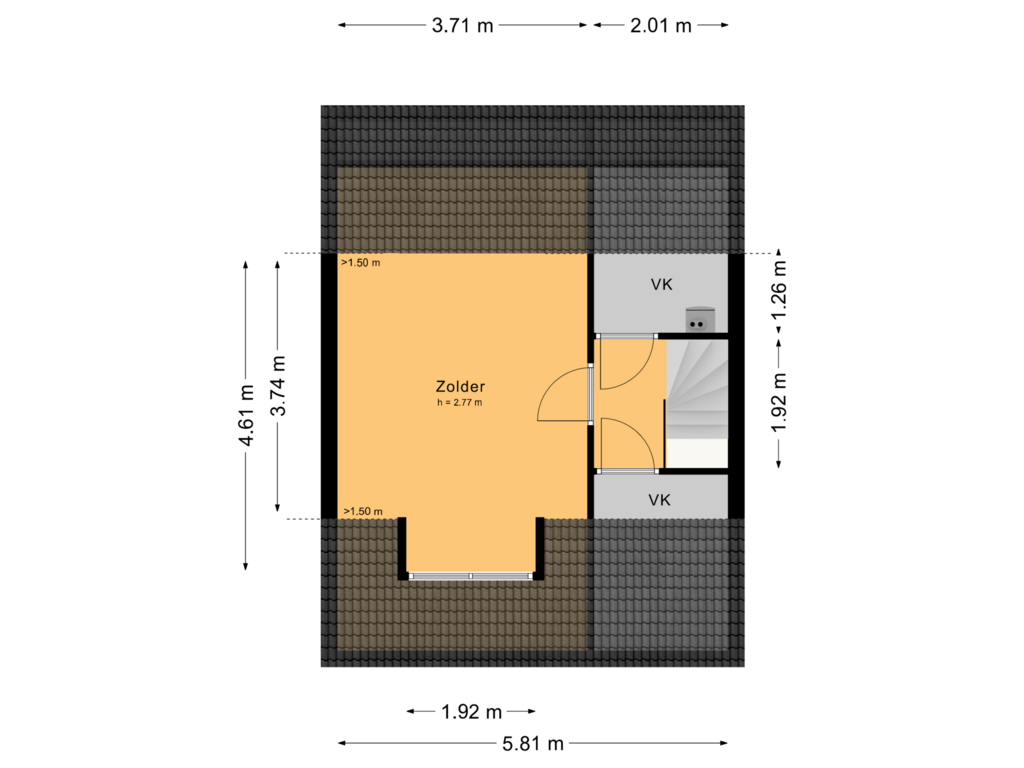 Bekijk plattegrond van Zolder van Meerkoetstraat 35