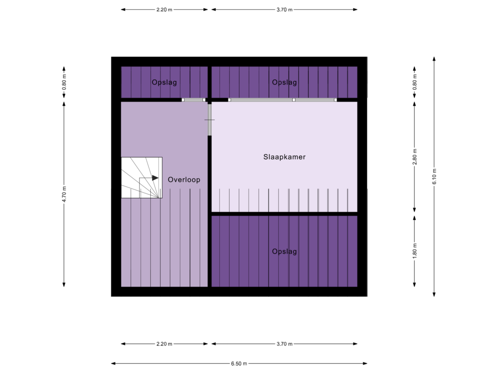 View floorplan of Zolder of Arent van der Graeffstraat 16