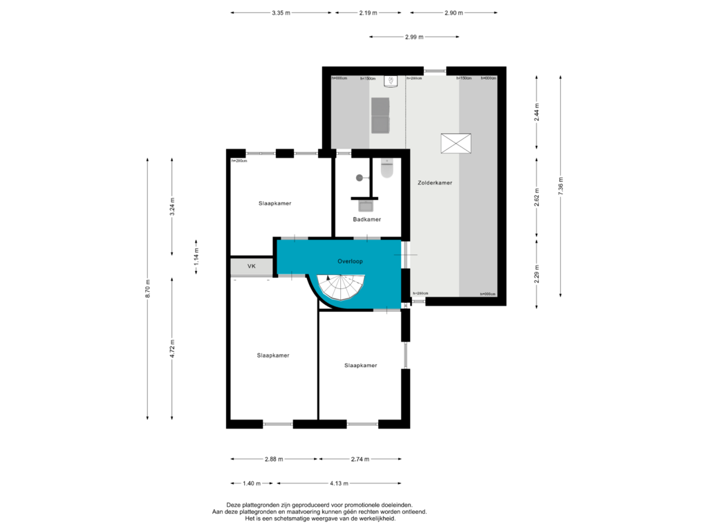 Bekijk plattegrond van 1e Verdieping van Drumptselaan 25