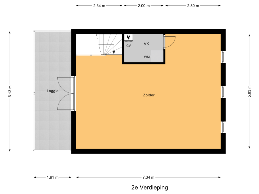 Bekijk plattegrond van 2e Verdieping van Sophialaan 5