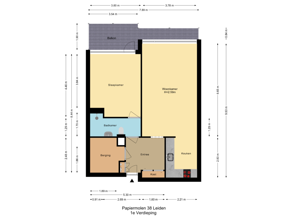 Bekijk plattegrond van 1e Verdieping van Papiermolen 38