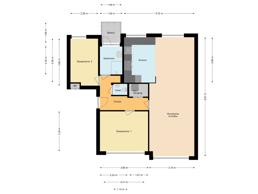 Bekijk plattegrond van Appartement van Sinjeur Semeynsstraat 66-1