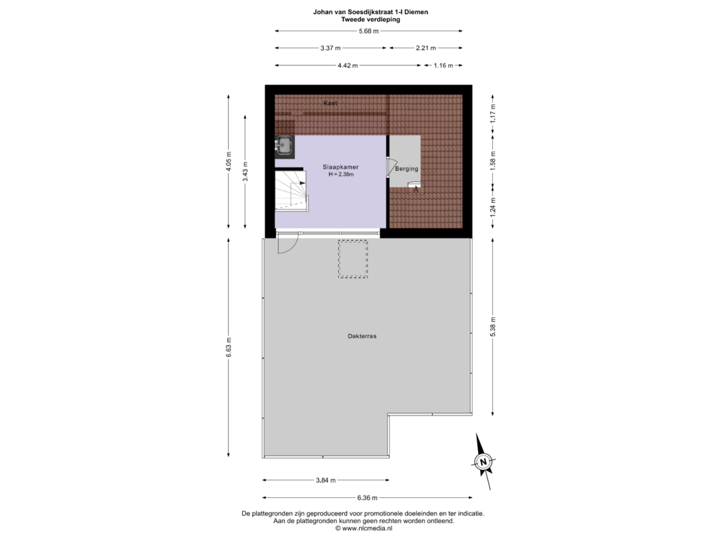 View floorplan of Tweede verdieping of Johan van Soesdijkstraat 1-I