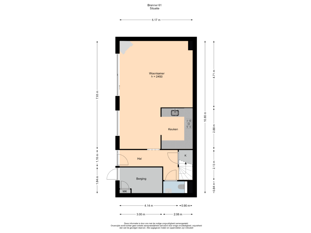 Bekijk plattegrond van Begane Grond van Brenner 61