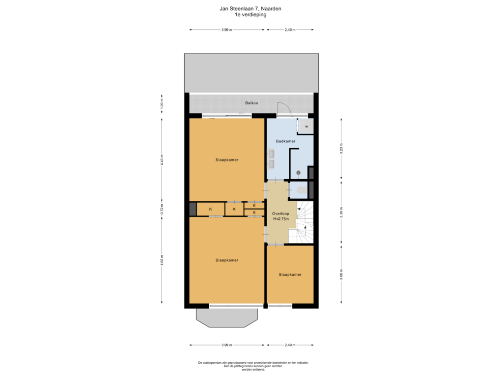 Bekijk plattegrond van 1e verdieping van Jan Steenlaan 7