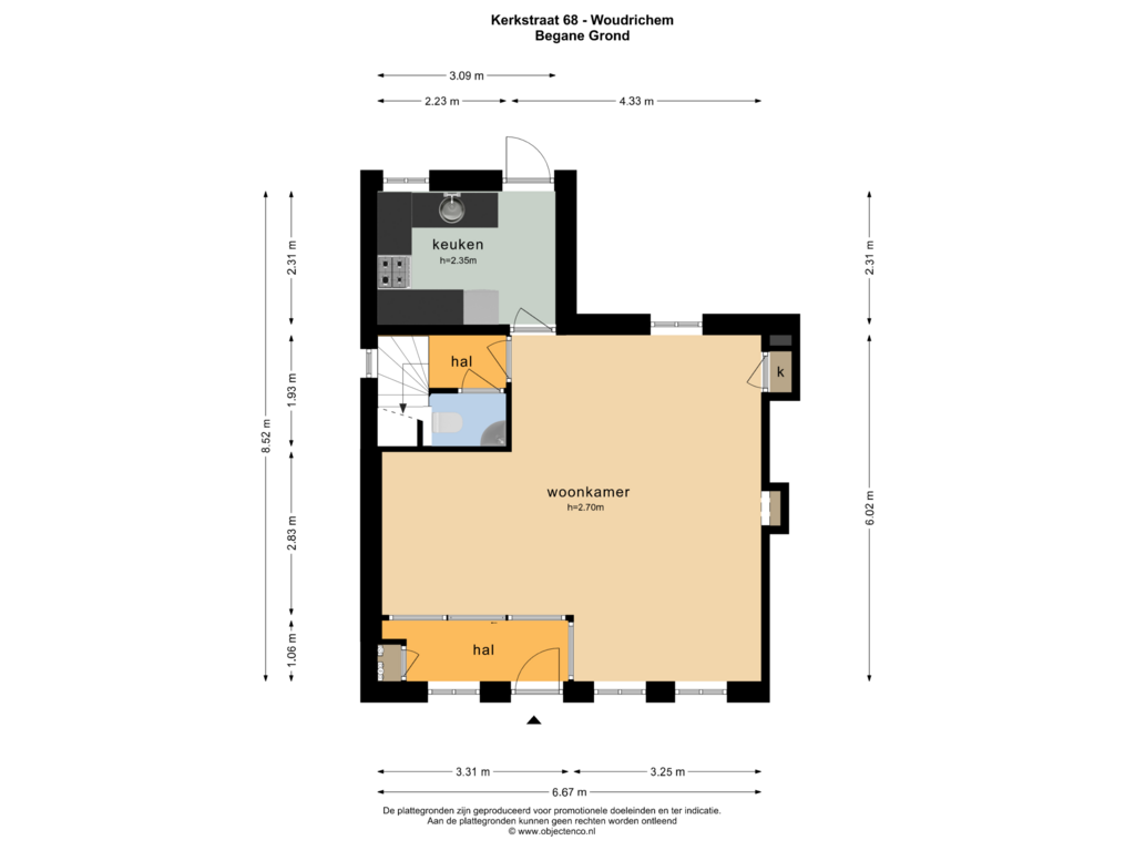 Bekijk plattegrond van Begane Grond van Kerkstraat 68