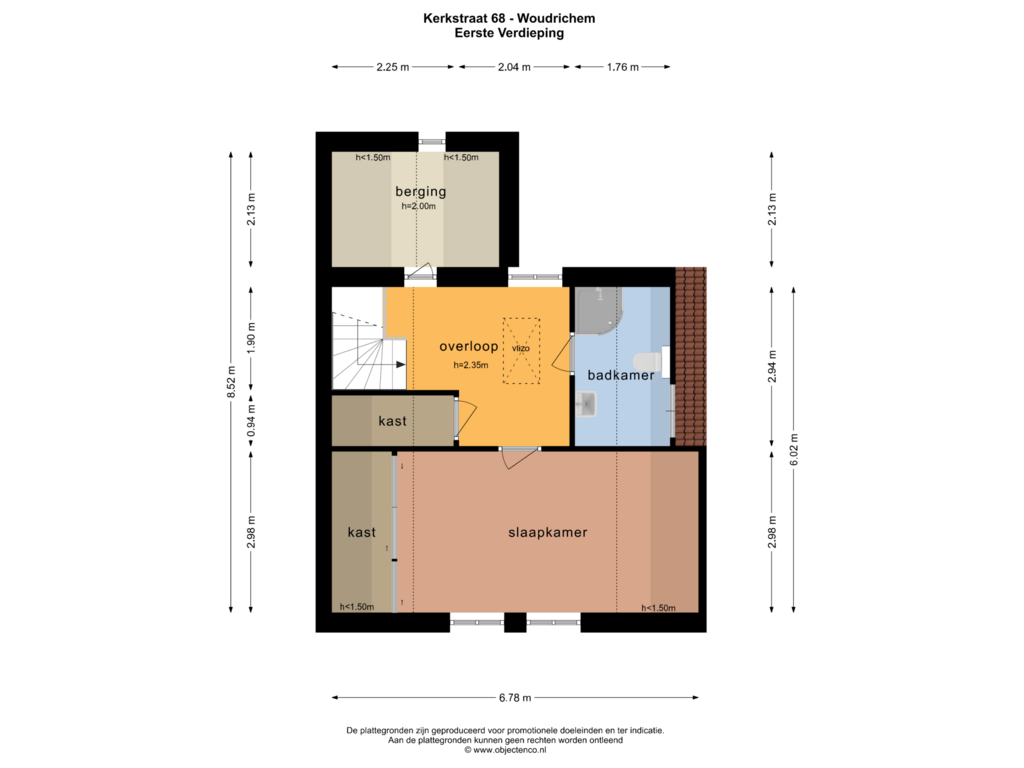 Bekijk plattegrond van Eerste Verdieping van Kerkstraat 68