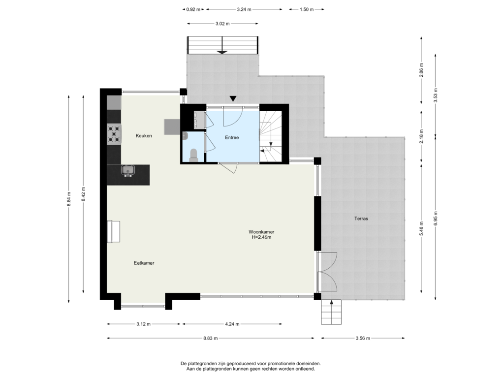 View floorplan of Begane Grond of Woudlaan 75