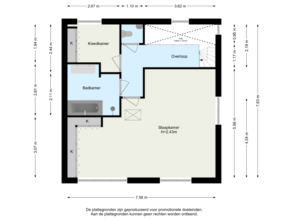 View floorplan of 1ste Verdieping of Woudlaan 75