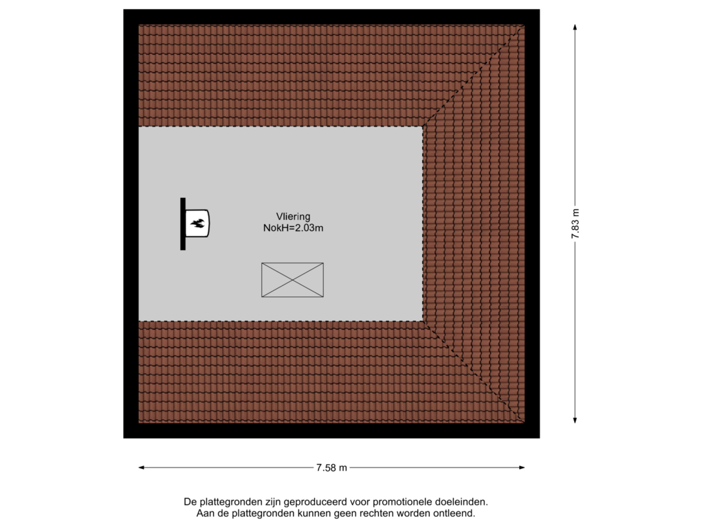 View floorplan of Vliering of Woudlaan 75