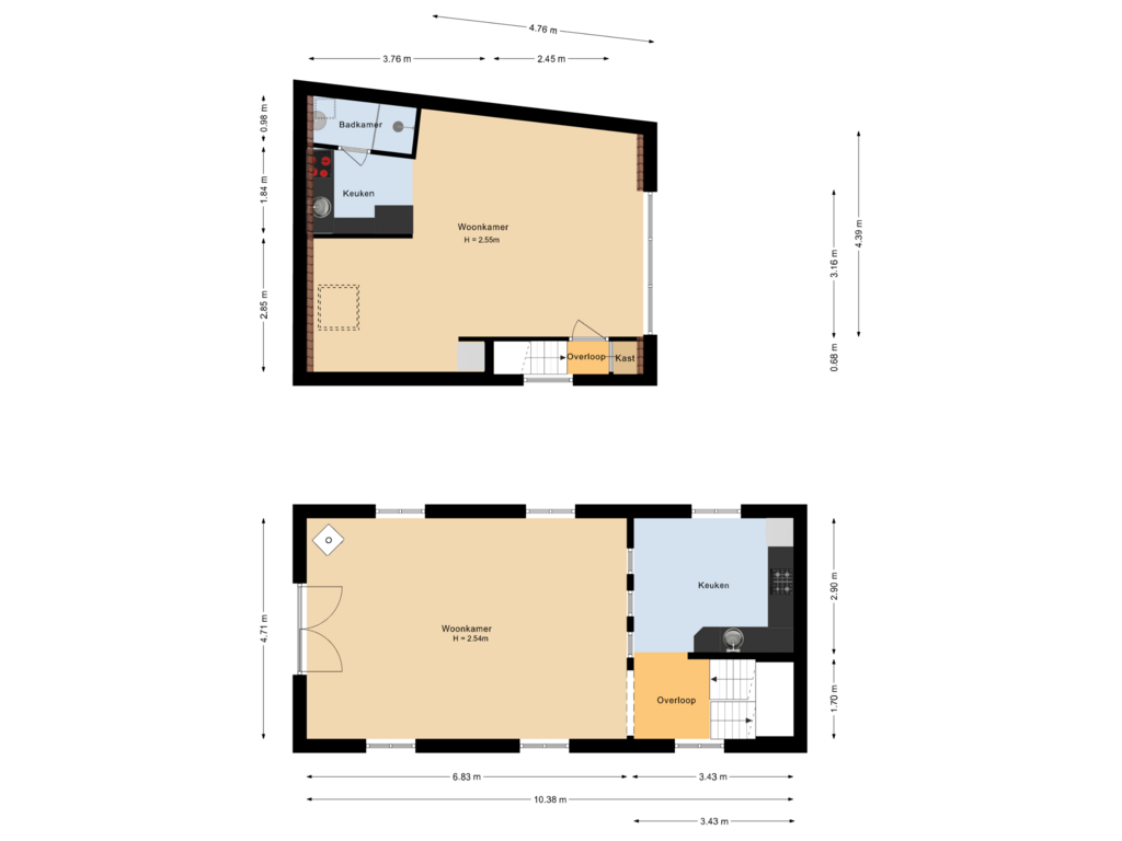 Bekijk plattegrond van Eerste verdieping van Bronckhorststraat 17