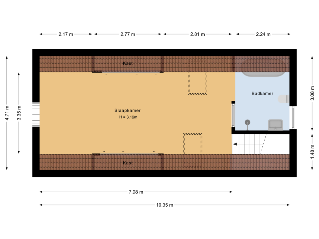 Bekijk plattegrond van Tweede verdieping van Bronckhorststraat 17