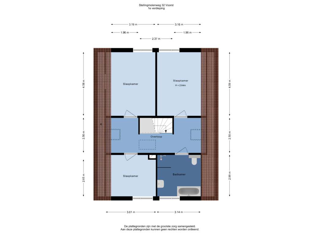 View floorplan of 1e verdieping of Stellingmolenweg 32