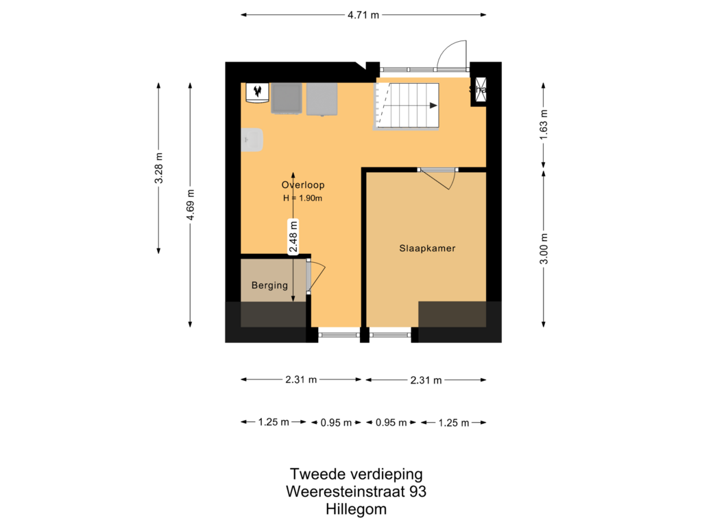 View floorplan of Tweede verdieping of Weeresteinstraat 93