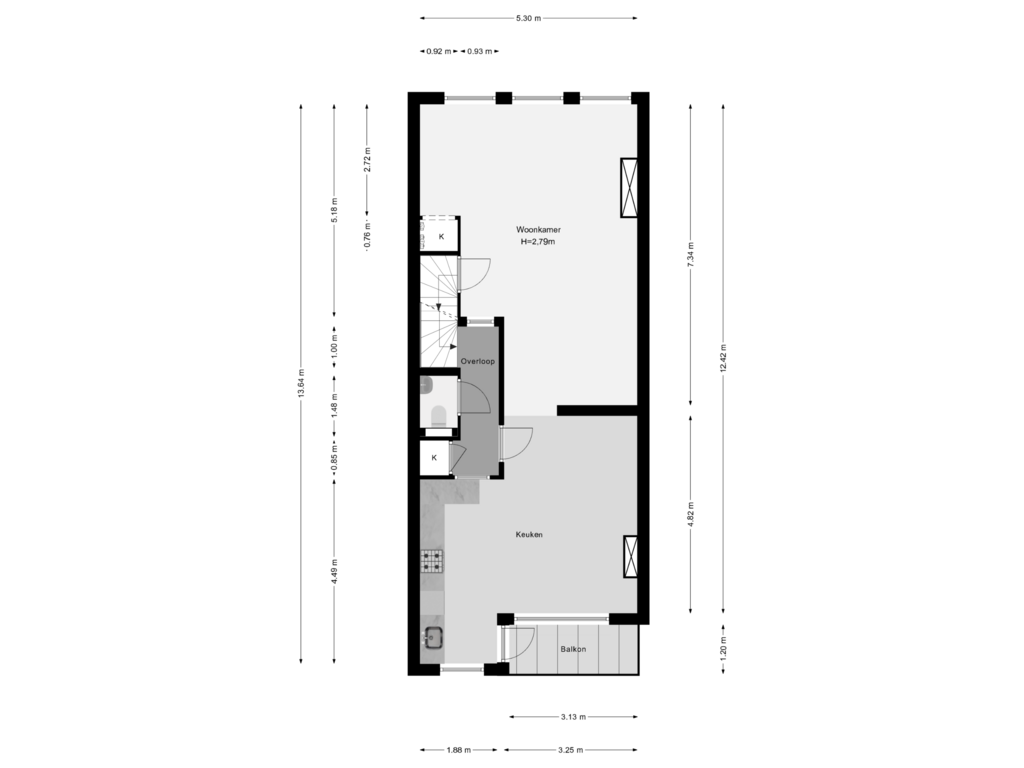 Bekijk plattegrond van 1e Verdieping van Van den Hoonaardstraat 8