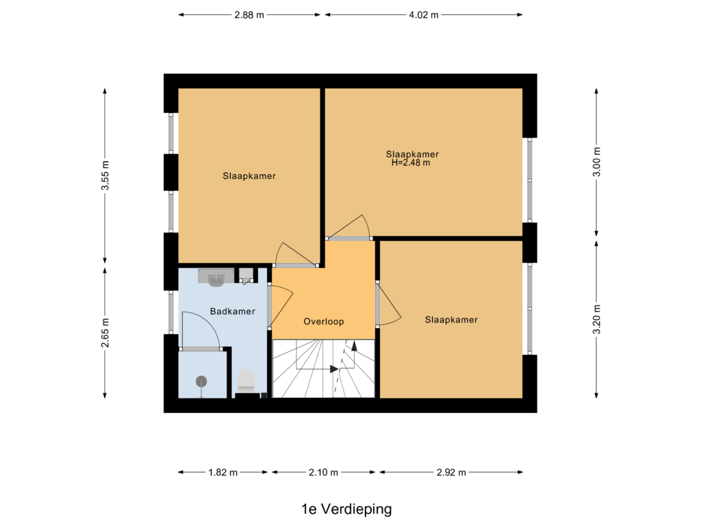 View floorplan of 1e Verdieping of Schuylenhof 81