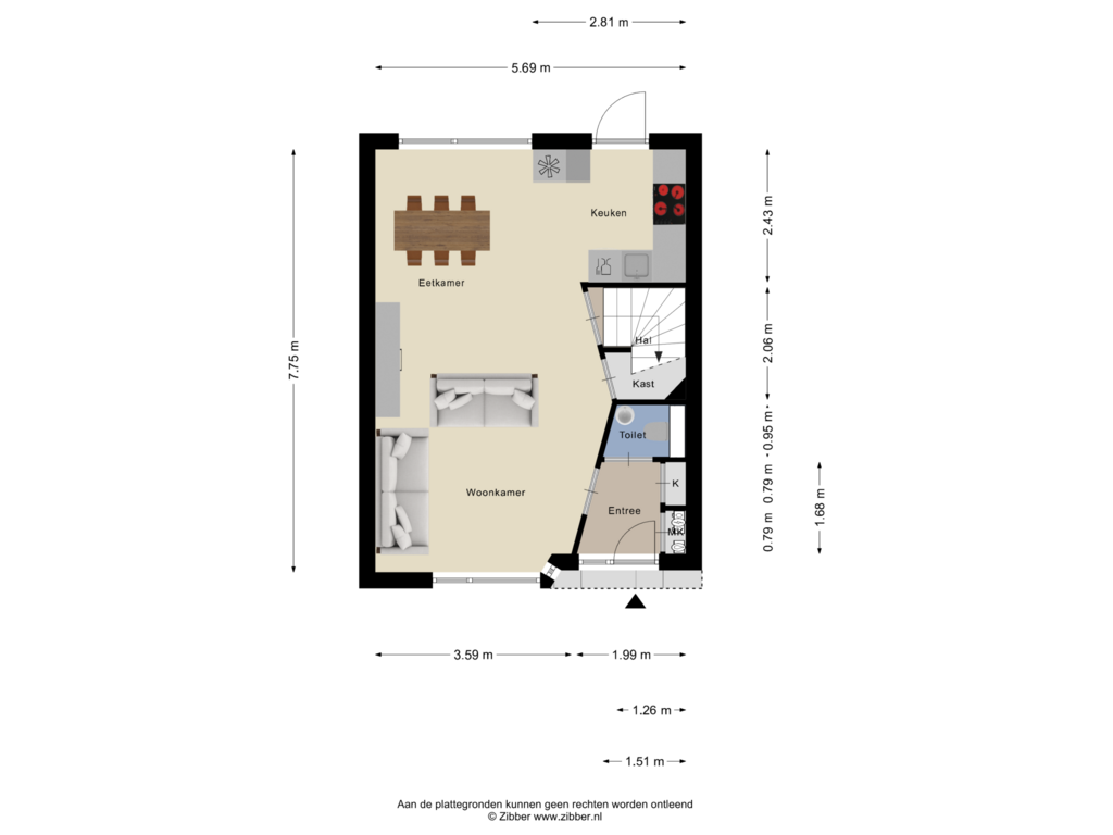 Bekijk plattegrond van Begane Grond van Haringvliet 12