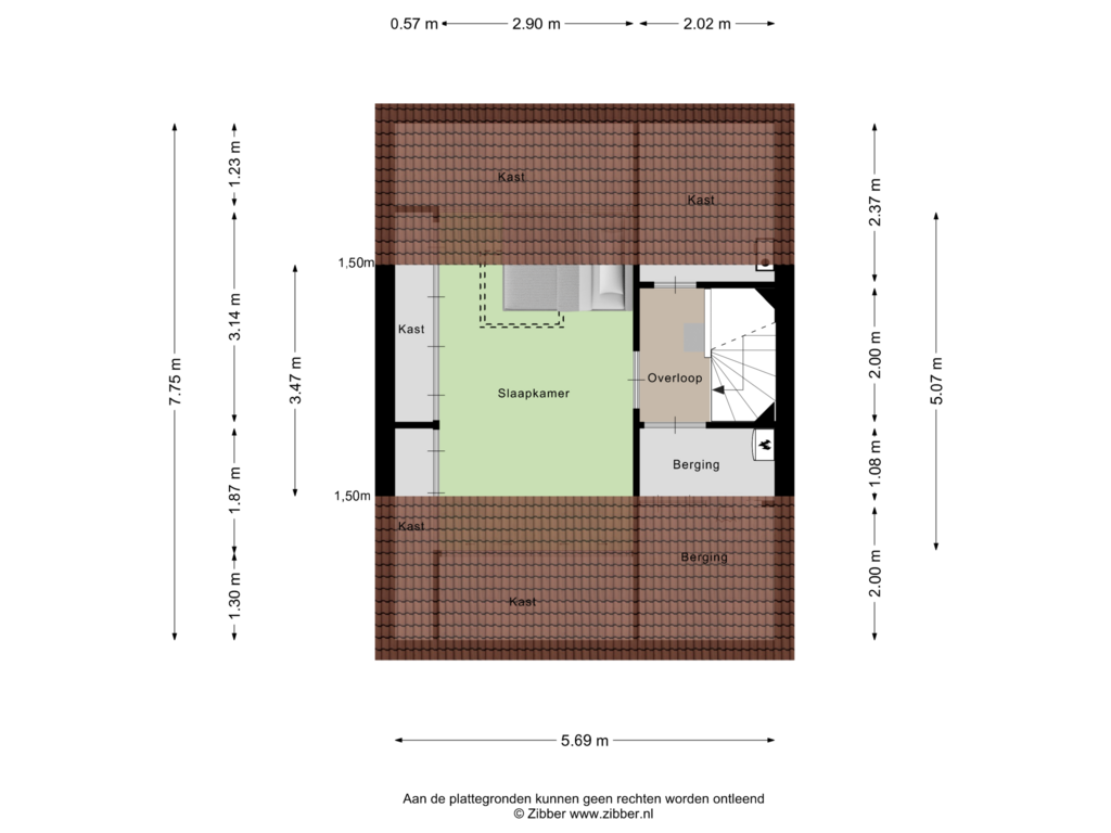 Bekijk plattegrond van Tweede Verdieping van Haringvliet 12