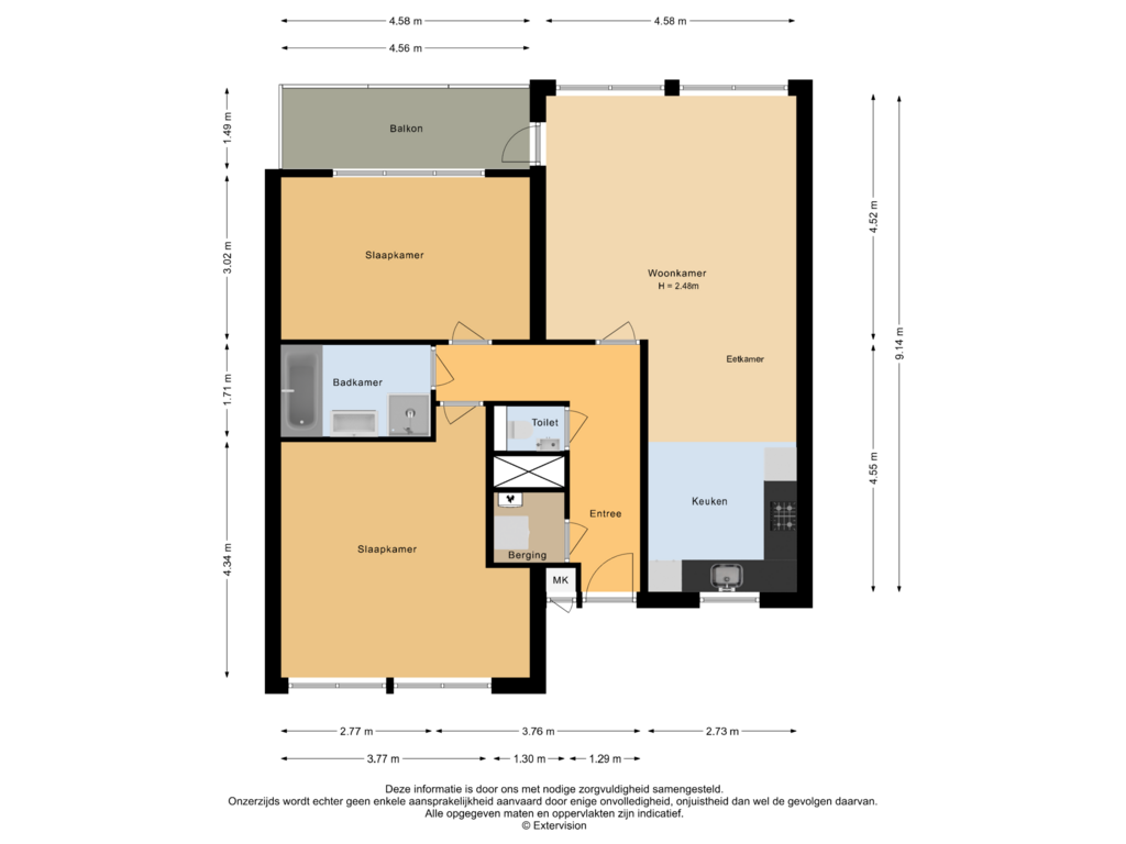 Bekijk plattegrond van Derde verdieping van Duke Ellingtonstraat 77