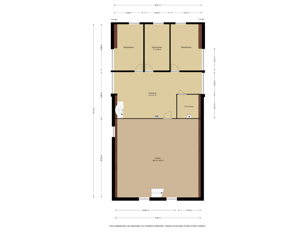 View floorplan of 1e verdieping of Oegstgeesterweg 233