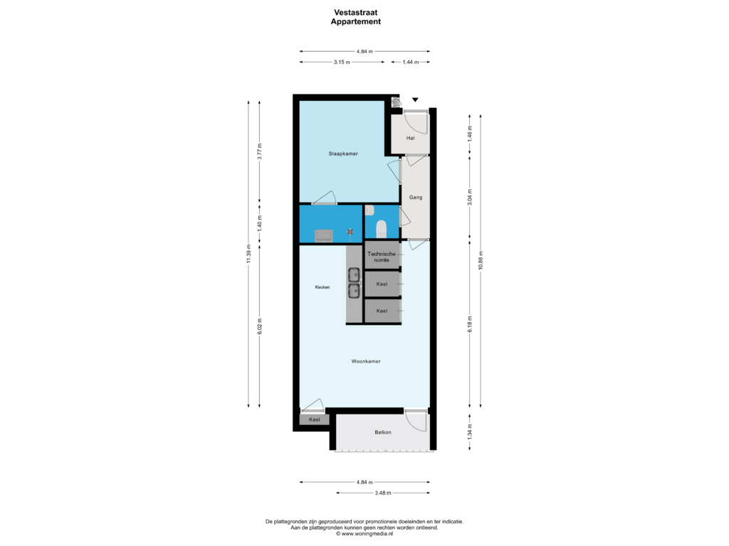 Bekijk plattegrond van Appartement van Vestastraat 55