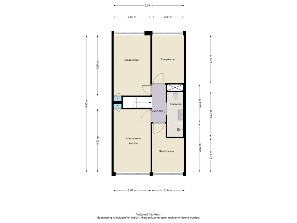 View floorplan of 1e verdieping of Didamseweg 48